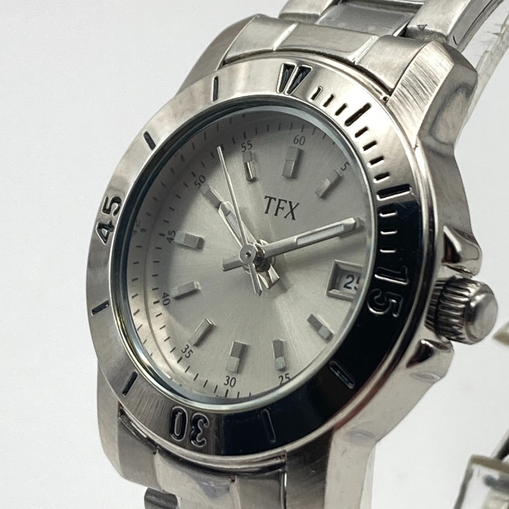 TFX Bulova Women's Watch 28mm Silver Tone Date WR Brushed New Battery 7.25" - Picture 3 of 15